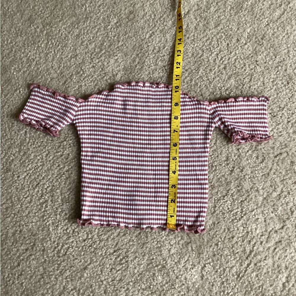 Off the Shoulder Striped Papaya Top